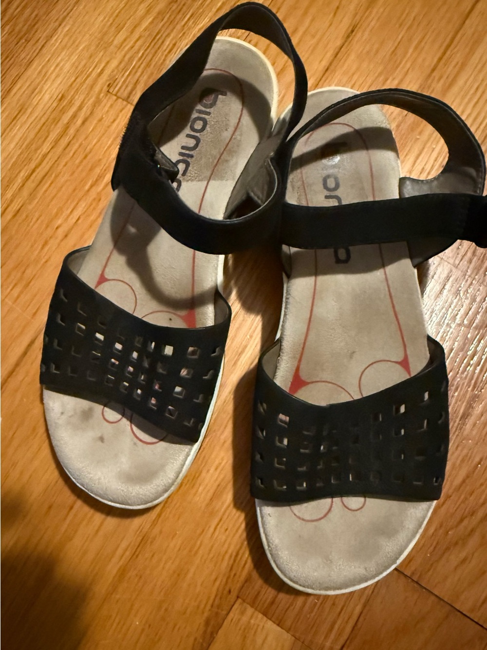 Bionica Black Perforated Sandals with Adjustable Strap